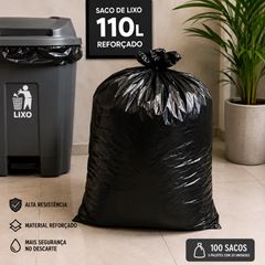 SACO PARA LIXO REFORÇADO 110L - 75X105CM - PRETO