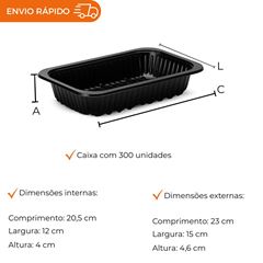 BANDEJA ALTA BARREIRA 15X23X3,5CM PRETA