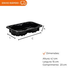 BANDEJA ALTA BARREIRA 23X15X35CM HAMBURGUER PRETA
