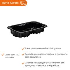BANDEJA ALTA BARREIRA 23X15X35CM HAMBURGUER PRETA