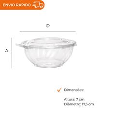 SALADEIRA TRANSPARENTE 1000ML PET COM LACRE