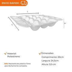 BANDEJA PARA OVOS COM 12 CAVIDADES BRANCA
