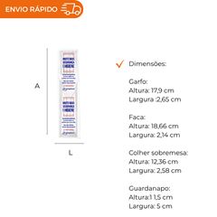 KIT SACHÊ GARFO E FACA REFORÇADO + COLHER E GUARDANAPO BRANCO