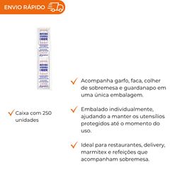 KIT SACHÊ GARFO E FACA REFORÇADO + COLHER E GUARDANAPO BRANCO