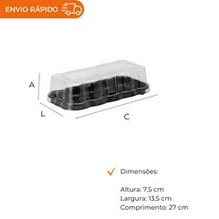 EMBALAGEM PET TORTA FLOWER PRETA - G 61F