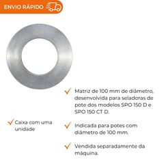 MATRIZ PARA SELADORA DE POTE MODELO SPO 150 - MOLDE 100MM