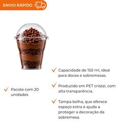 COPO 150ML DESCARTÁVEL PP BIODEGRADÁVEL CRISTAL COM TAMPA BOLHA