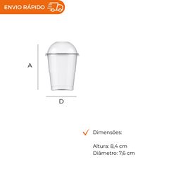 COPO 200ML DESCARTÁVEL PP BIODEGRADÁVEL CRISTAL COM TAMPA BOLHA