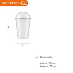 COPO 250ML DESCARTÁVEL PP BIODEGRADÁVEL CRISTAL COM TAMPA BOLHA