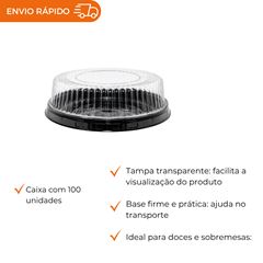 EMBALAGEM PET TORTA MINI PRETA - P 35 BAIXA