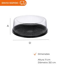 EMBALAGEM PET TORTA GRANDE PRETA - P 60 MÉDIA