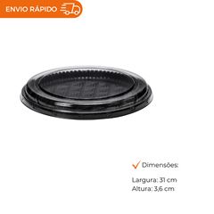 EMBALAGEM PET PARA PIZZA RASA PRETA - P 60