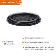 EMBALAGEM PET PARA PIZZA RASA PRETA - P 60