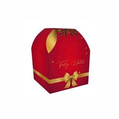 CAIXA PARA PANETONE FELIZ NATAL VERMELHA 500G