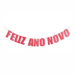FAIXA DECORATIVA COM GLITTER FELIZ ANO NOVO ROSÉ GOLD 5M