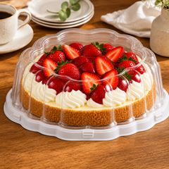 EMBALAGEM PET TORTA MINI BAIXA FLOWER BRANCA - G 32FB