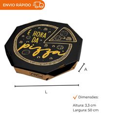 EMBALAGEM PARA PIZZA 50CM KRAFT IMPRESSA É HORA