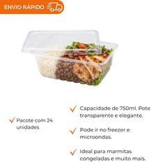 POTE 750ML COM TAMPA RETANGULAR PP - KPR-750