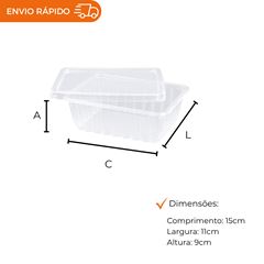 POTE 1500ML COM TAMPA RETANGULAR PP - KPR-1500