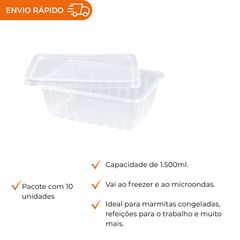 POTE 1500ML COM TAMPA RETANGULAR PP - KPR-1500