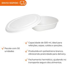 MARMITEX DE ISOPOR COM TAMPA 500ML- PT-100Q