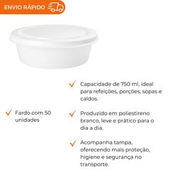 MARMITEX DE ISOPOR COM TAMPA 750ML - TM 102
