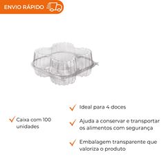 EMBALAGEM PET 4 DOCES QUADRADO - PF 15