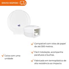 DISPENSER PARA PAPEL HIGIÊNICO ROLÃO BRANCO ECOLÓGICO 500M