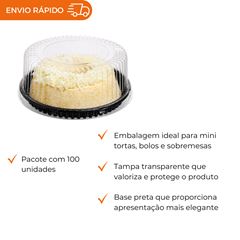 EMBALAGEM PET TORTA MINI PRETA - D 32 MÉDIA