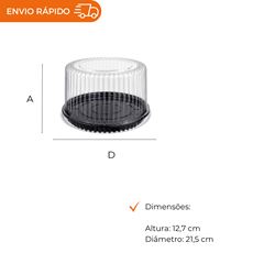 EMBALAGEM PET TORTA MINI PRETA - D 32 ALTA