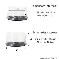 EMBALAGEM PET TORTA MINI PRETA - D 32 ALTA
