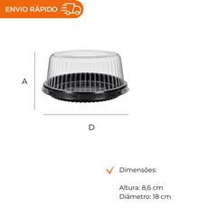 EMBALAGEM PET TORTA MINI PRETA - D 35 ALTA