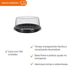 EMBALAGEM PET TORTA MINI PRETA - D 35 ALTA