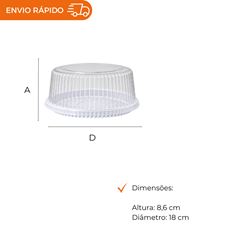 EMBALAGEM PET TORTA MINI BRANCA - D 50M