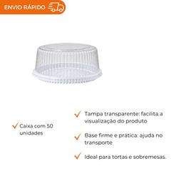 EMBALAGEM PET TORTA MINI BRANCA - D 50M