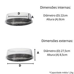 EMBALAGEM PET TORTA MINI PRETA - D 50 BAIXA