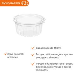 POTE 350ML PET REDONDO COM TAMPA ARTICULADA - G 750D