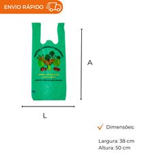 SACOLA C/ALCA 38X50 VERDE IMPRESSA HORTFRUIT