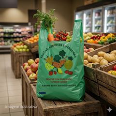 SACOLA C/ALCA 38X50 VERDE IMPRESSA HORTFRUIT