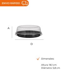 EMBALAGEM PET TORTA MINI PRETA - D 35 BAIXA