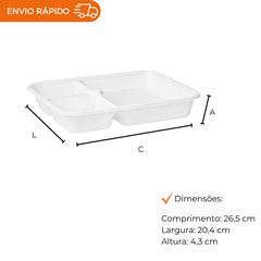 MARMITEX DE ISOPOR RETANGULAR COM TAMPA COM 4 DIVISÓRIAS - PT-110