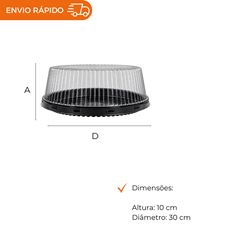 EMBALAGEM PET TORTA MINI PRETA  - D 56M