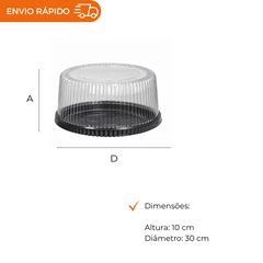 EMBALAGEM PET TORTA MINI PRETA  - D 56A