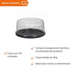 EMBALAGEM PET TORTA MINI PRETA  - D 56A