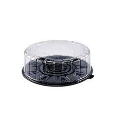 EMBALAGEM DE ISOPOR PRETA COM TAMPA PET PARA TORTA - FF35APR