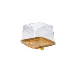 EMBALAGEM PET TORTA QUADRADA DOURADA - G 32Q - G 32F
