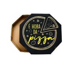 EMBALAGEM PARA PIZZA 40CM KRAFT IMPRESSA É HORA - PACOTE COM 10