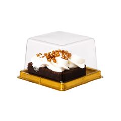 EMBALAGEM PARA MINI BOLO CAKE BOX QUADRADO OURO